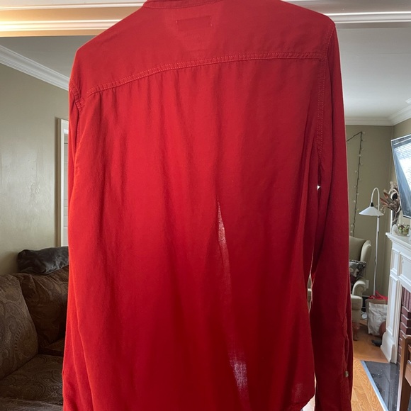 Red Long Sleeve Button Down Shirt - Picture 2 of 3